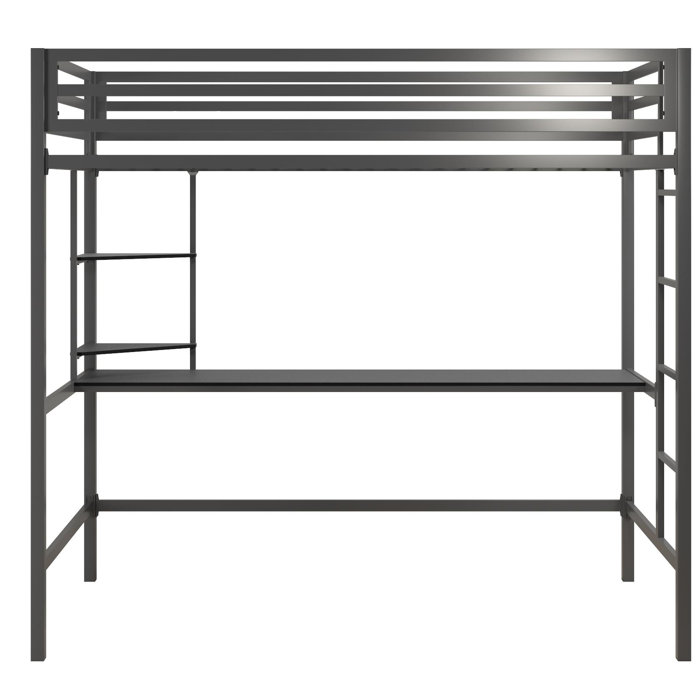 Novogratz Maxwell Metal Loft Bed with BuiltinDesk by Novogratz